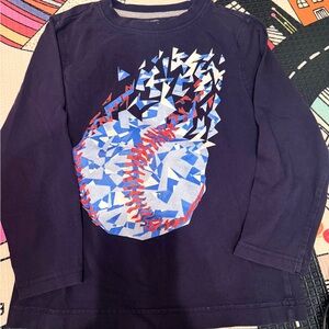Gymboree Navy Blue Long Sleeve Shirt with Baseball Graphic